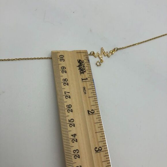 18K Gold Plated Women's Heart Beat Necklace Cubic Zirconia Waterproof Delicate - Picture 10 of 11